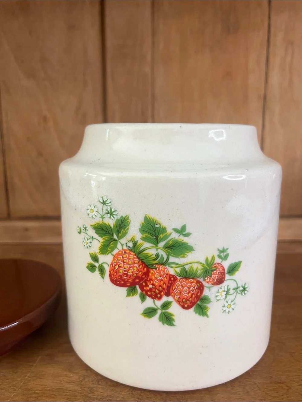 Vintage 80’s House of Webster, Strawberries Stoneware Crock W/Lid.